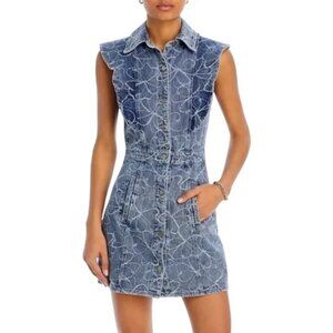 NWT Ramy Brook Marlowe Floral Embroidered Denim Mini Dress - Size 2